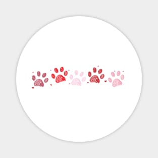 Happy Valentine's Day greeting card with red hearts and paw prints Magnet